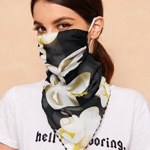 Flower Pattern Face Protection Mask Scarf